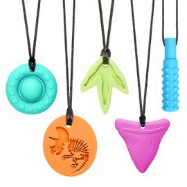 CLDY 5 Stück Kaukette für Kinder, BPA-frei, Autismus-Spielzeug für Jungen und Mädchen, beisskette für kinder, Sensory Kauen Halskette, perfekt für Kinder mit ADHS, Beißende, Fingernägel Kauen