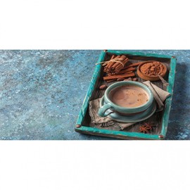 Ambesonne Hot Chocolate Pencil Pen Holder, Homemade Spicy Cocoa Drink with Cinnamon on Wooden Tray Cozy Print, Ceramic Pencil Holder for Desk Office Accessory, 3.6" X 3.2", Pale Teal and Redwood