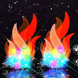 JEWEKY Light Up Flame Hair Clips Led Rave Fire Hair Accessories for Women