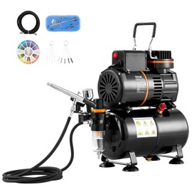 VEVOR Airbrush Kit, Air Brush Set Kit with 3.5L Air Storage Tank, Dual Fan Air Tank Compressor System with 0.3 mm Tip Airbrush, Holder, Color Mixing Wheel, Cleaning Brush Set, Art Nail Cookie Tattoo