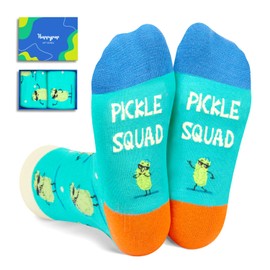 HAPPYPOP Pickle Socks Kids 7-9 Years - Crazy Fun Funny Socks, Pickle Squad