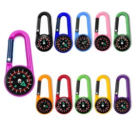 Sikweny 11 Piece Compass with Carabiner Hook Set Compass Key Ring Multifunctional Compass Accessories ABS Material Mini Carabiner Colourful Portable for Camping Outdoor Hiking