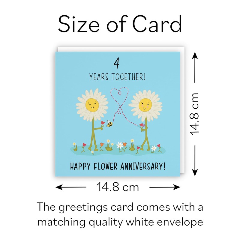 Hunts England - 4th Wedding Anniversary Card - Flower Anniversary
