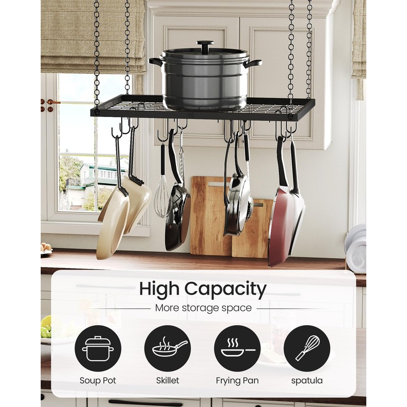 CHOEZON Hanging Pot Rack, Ceiling Mounted Pot Hanger for Kitchen,