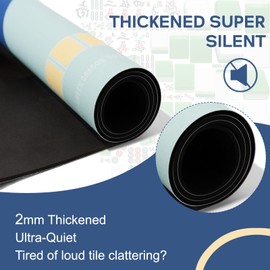 Mahjong Mat with Rules - Non-Slip Noise Reducing Mahjong Table Mat for Poker Card Board & Tile Games (31.5inx31.5in, Blue)