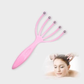 Soft Handheld Head Scalp Massager Neck Ball Comb Roller Five Finger Claws Steel Relax SPA Hair Care for Scratching Head Relief - Color: Blue