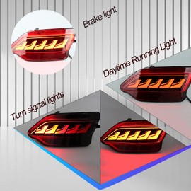 BINQIGOO 2Pc Full LED Rear Bumper Reflector Lights Kit for 2013 2014 2015 Toyota RAV4 Tail Lamp Brake Fog Lamps Daytime Running Light Turn Signal Lamp Accessories (Smoked)