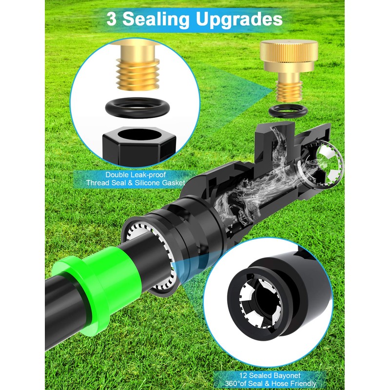 Misters for Outside Patio 63FT(19.2M)+21 Brass Mist Nozzles+a Brass Adapter(3/4")