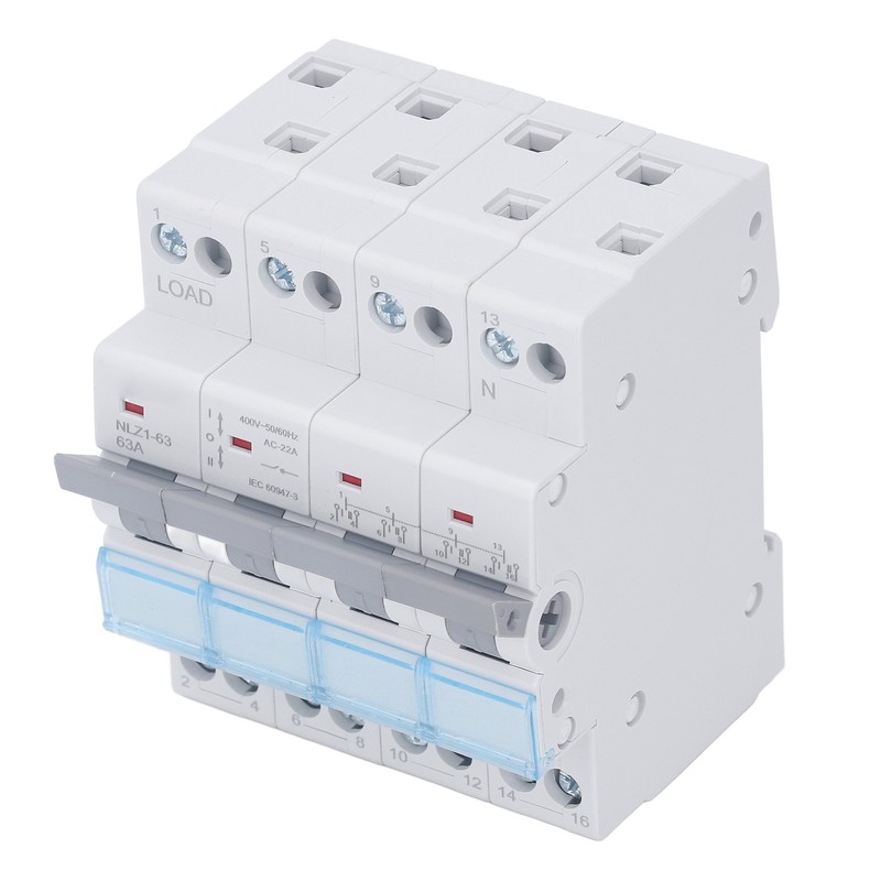4P Dual Power Manual Transfer Switch DIN Rail Mount Single
