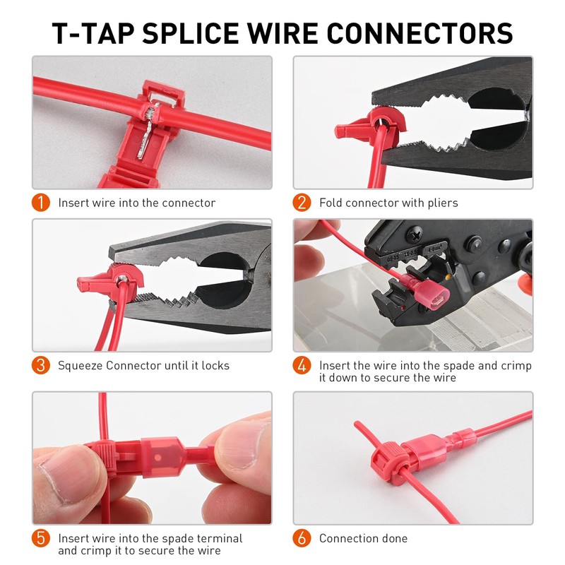 Nilight 480PCS/80 Pairs T-Tap Wire Connectors Self-Stripping Quick Splice Electrical