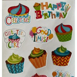 Unbranded Happy Birthday Stickers Cupcakes Let’s Celebrate Birthday Bash New Decorate Kids
