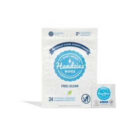 Handzies Natural Soap and Water Hand Wipes, Hypoallergenic, Free and Clear, Individually Packaged Singles (24)