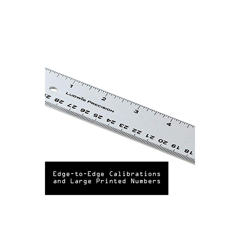 Ludwig Precision Aluminum Straight Edge Ruler, 12-INCH, Silver