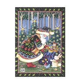 Meggan's Warehouse Mary Engelbreit Christmas Card 9 Pack, Treasures Great and Small, Santa with Bag of Toys (5 Inches x 7 Inches, White Envelopes, 9-1)