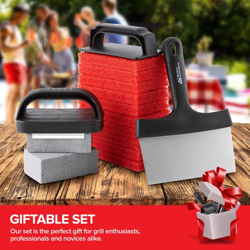 15-Piece Griddle Cleaning Kit, 10 Scouring Pads, 2 Grill Stone