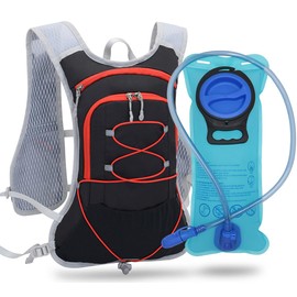 TEUEN Hydration Backpack with Hydration Bladder 2 l, Small Running Backpack, Jogging for Men and Women, Lightweight Running Backpack 6 l Bicycle Backpack with Hydration System for Trail Running, Jogging, Marathon, Hiking, black