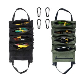 LUYEJKO 2 PCS Roll up Tool Bag,Tool Roll Bags,Small Tool Roll,Portable Tool Bag for Daily Travel (Black and Green)