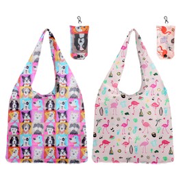 PEAPIN 2PCS Waterproof Foldable Shopping Bag Set, Reusable Shopping Bags Foldable for Grocery, Outdoor Camping, Daily Use, Eco Tote Bags