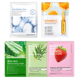 5 Piece Daily Care Cloth Masks Beauty, Moisturizing Face Masks, Skin Care, Face Masks beauty soothing moisturizing,Women Skin Care,Hydrate.