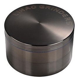 LIHAO Grinder Moledor de Especias Molinillo de Especias Metálico 75mm 4 piso Duradero Aleación de Zinc (Níquel Negro)