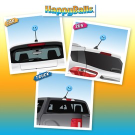 HappyBalls Happy Blue Smiley Face Car, Truck, or SUV Antenna Ball/Antenna Topper (Auto Accessory) (Fits Thick Fat Style Antenna)