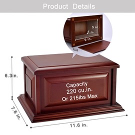 Wood Urn, Professional Wooden Urns for Human Ashes Adult,Cremation Urns (MDF)