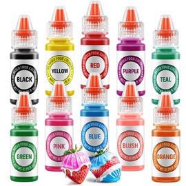 Oil Based Food Coloring for Chocolate 10 Colors Edible Food Dye for Sugar Candy Melts Oil Frosting Icing Dye for Backing Cookies Fondant Food Color for Cake Decorating - 0.25 Fl. Oz/Bottles