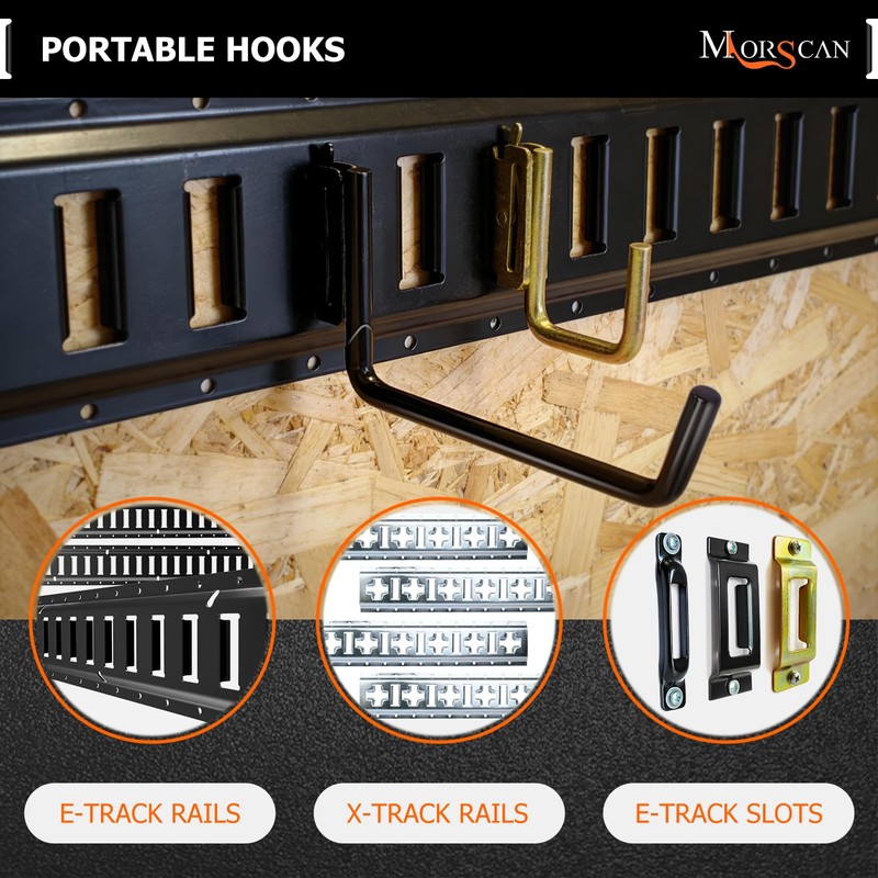 MorScan 4-Pack 6-Inch Dual-Coated Extended Flat J Hooks for E-Track