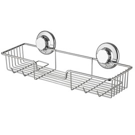 iPEGTOP L-4 Strong Suction Cup Shower Caddy Bath Shelf Storage, Combo Organizer Basket for Shampoo, Soap, Conditioner, Razor Bathroom Accessories - Rustproof Stainless Steel, Chrome