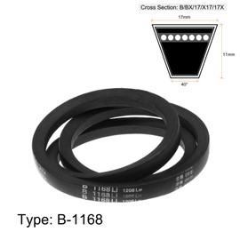 sourcing map B-1168 V-Belt Drive Belt 1168 mm (46 Inches) Inner Circumference 17 mm Upper Width Rubber for Power Transmission