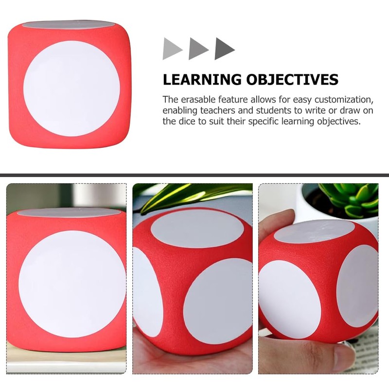 ibasenice Pack of 6 Dry Wipe Dice Foam Writeable Wipe