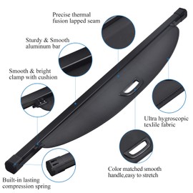 VeCarTech Cargo Security Shade Cover Compatible with Kia Telluride 2025 2024 2023 2022 2021 2020 Black Privacy Screen Retractable Rear Storage Waterproof Cargo Cover Luggage Security Shield Shade