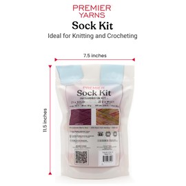 Premier Yarns Sock Kit, All The Supplies You Need to Knit or Crochet a Pair of Socks, 2154-13 Happy Hour