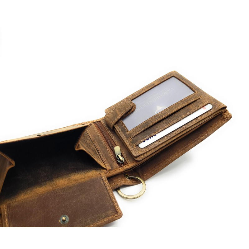 Lemasi Biker Wallet with Chain RFID Protection Hunter Leather Wallet
