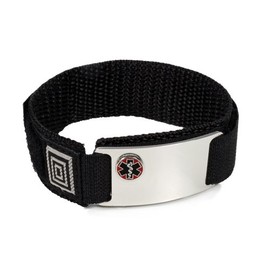 IdTagsonline ARRHYTHMIA Sport Medical ID Alert Bracelet with BLACK Adjustable Wristband (Hooks and Loops).