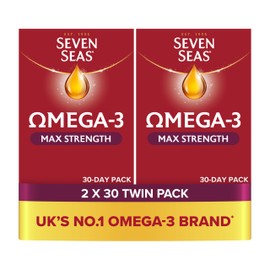 Seven Seas Omega-3 Fish Oil, Max Strength, 60 Capsules, 2 Months Supply (2 X 30 Days Twin Pack), with Educational Leaflet