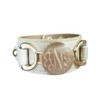 Beige with Gold Initial Monogrammed Cuff Bracelet