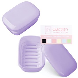 Quatish 2 Pack Travel Soap Container, Portable Soap Holder with Lid, Travel Bar Soap Holder, Soap Case for Camping Gym Travel, Soap Box for Bathroom,Purple