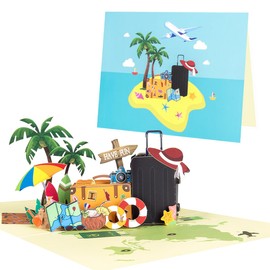 CNLITIHEKA Travel Pop Up Card for Daughter, 3D Happy Birthday Card for Wife, Retirement Card for Mom.