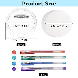 RAFIYU Pack of 20 Buttons DIY Without Button Machine, 58 mm DIY Transparent Buttons Badge with Safety Pin, Buttons to Design Yourself, Round Button Pins for Picture, Clothing and Photo