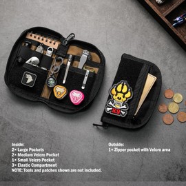 VIPERADE VE21 EDC Pouch Small EDC Bag Organiser, EDC Tool Organiser Bag with 6 Compartments, Small Multitool Pocket Organiser Pouch with Velcro Surface, Nylon Tool Bag Small (Black)