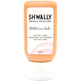 Shwally Zinc & Avocado Mineral SunBalm 30SPF, The Only Real Primal Sun Lotion - 100% Grass Fed Tallow, Avocado Oil & Non-Nano Zinc Oxide - Pregnancy Safe (Coconut + Vanilla, 2.5 Fl Oz & Tinted)