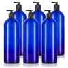 JUVITUS 32 oz Cobalt Blue Boston Round PET Bottles with
