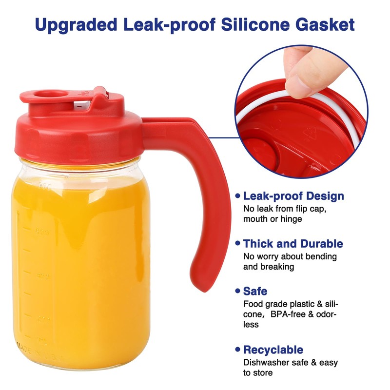 2 Pack Wide Mouth Mason Jar Lids with Handle, Airtight