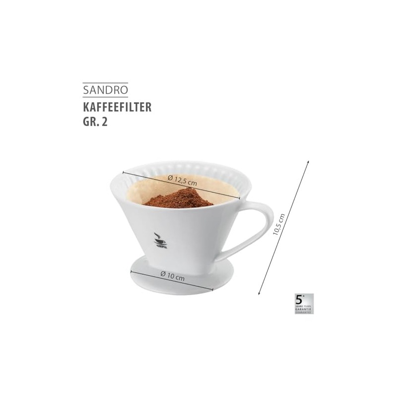 Gefu Porcelain Coffee Filter Sandro, Accessories, Ideal for Cups, Size