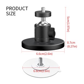 ZT-NET 24lb Magnetic Camera Mounting Base with Mini Ball Head, Super Strong Rubber Coating Neodymium Magnet with 1/4’’-20 Male Thread Stud for Mobile/Security Cameras (2 Pack, Black)