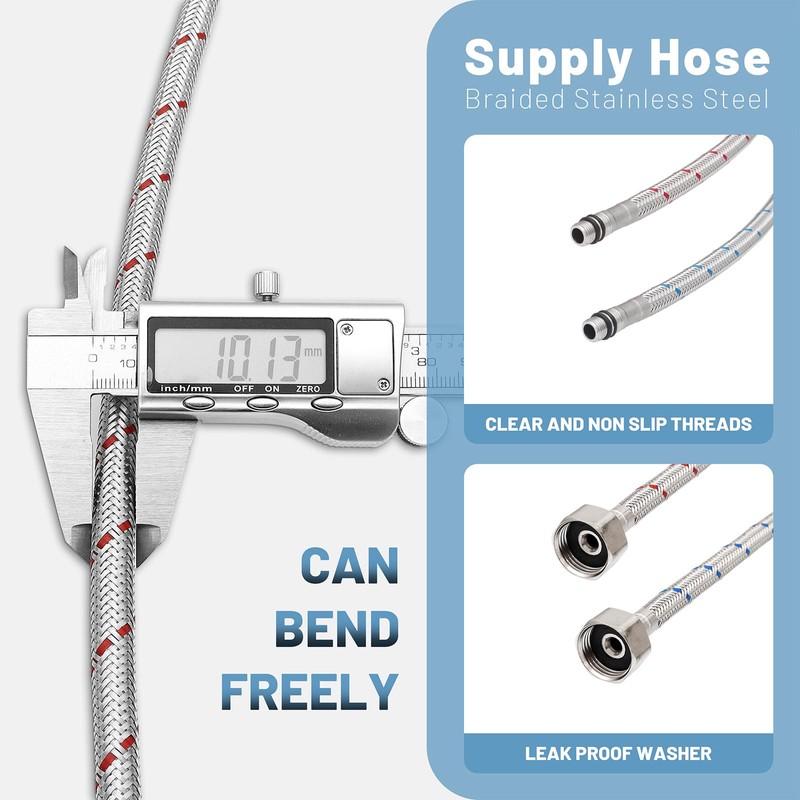 BWE 24-Inch Long Faucet Connector Braided Stainless Steel Supply Hose