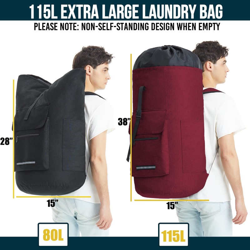 Laundry Bag With 4 Pockets，Laundry Bag With Shoulder Straps，Sturdy Laundry