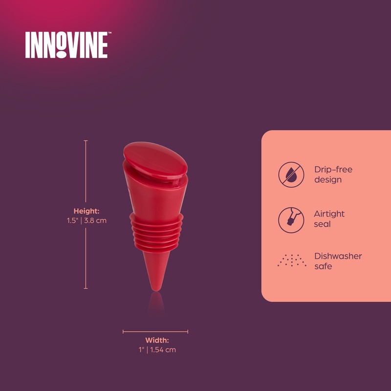 Innovine Silicone Bottle Stoppers, Reusable Wine and Beverage Seals, Leak
