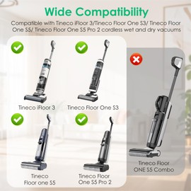 Fanulter HEPA Filters Compatible With Tineco iFloor 3/ Floor One S3/ Floor One S5/ Floor One S5 Pro 2, Wet Dry Vacuum Cleaner Filter Kit, Replacement Parts 5 Filters & 1 Cleaning Brush